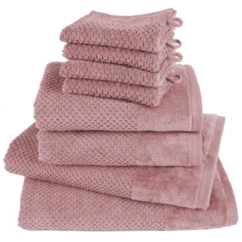 Handtuch Set Popcorn - Mauve - 4x16x21 + 2x50x100 + 2x70x140 cm