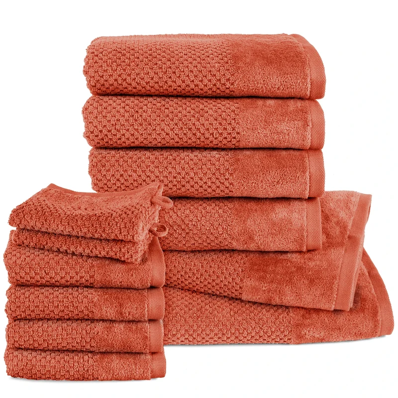 Handtuch Set Popcorn - Orange - 2x16x21 + 4x30x50 + 4x50x100 + 2x70x140 cm