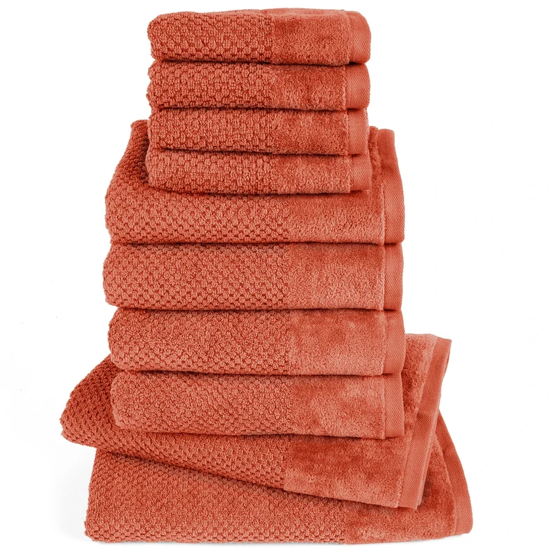Handtuch Set Popcorn - Orange - 4x30x50 + 4x50x100 + 2x70x140 cm