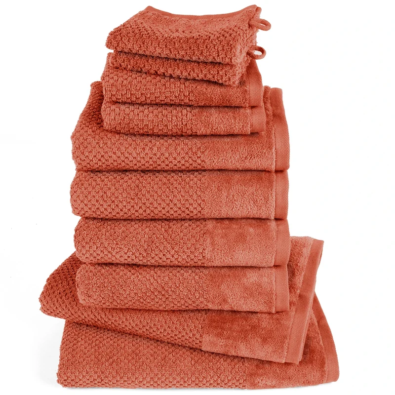 Handtuch Set Popcorn - Orange - 2x16x21 + 2x30x50 + 4x50x100 + 2x70x140 cm