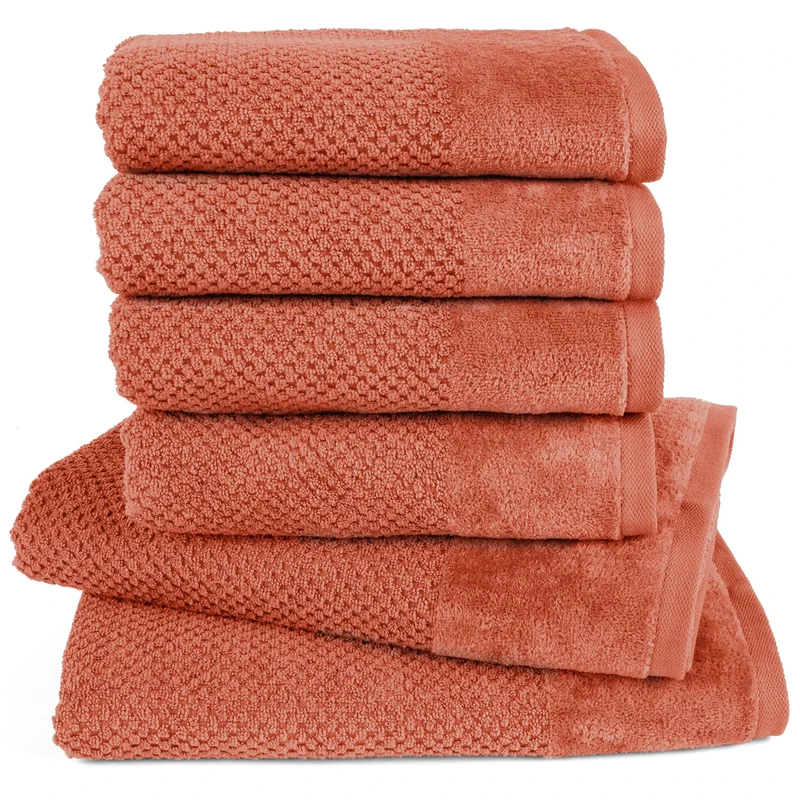 Handtuch Set Popcorn - Orange - 4x50x100 + 2x70x140 cm