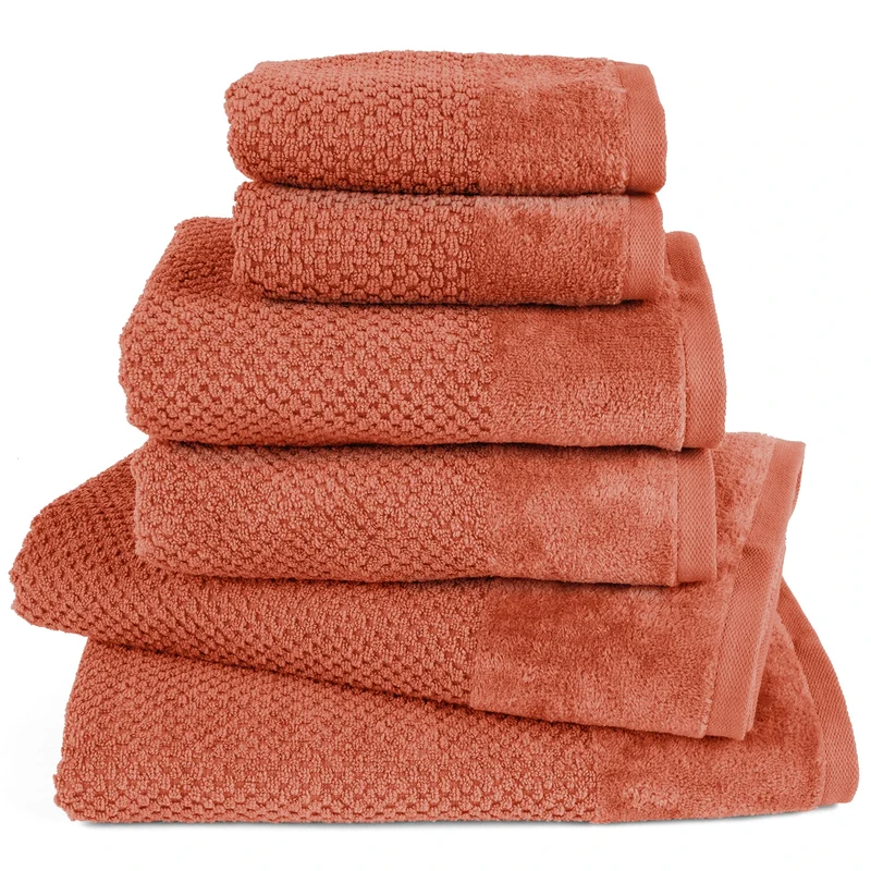 Handtuch Set Popcorn - Orange - 2x30x50 + 2x50x100 + 2x70x140 cm