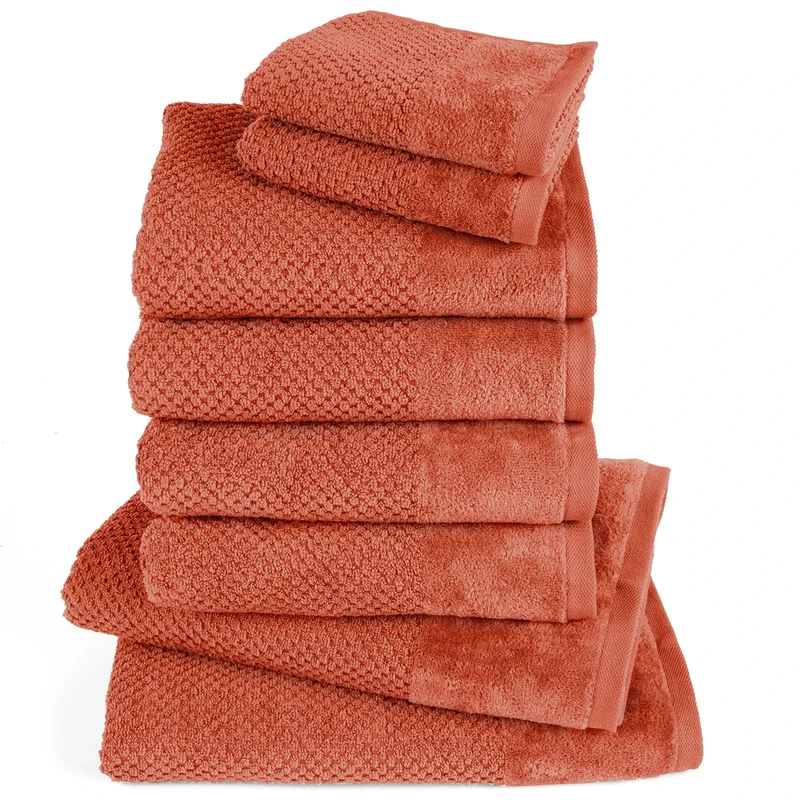 Handtuch Set Popcorn - Orange - 2x30x50 + 4x50x100 + 2x70x140 cm