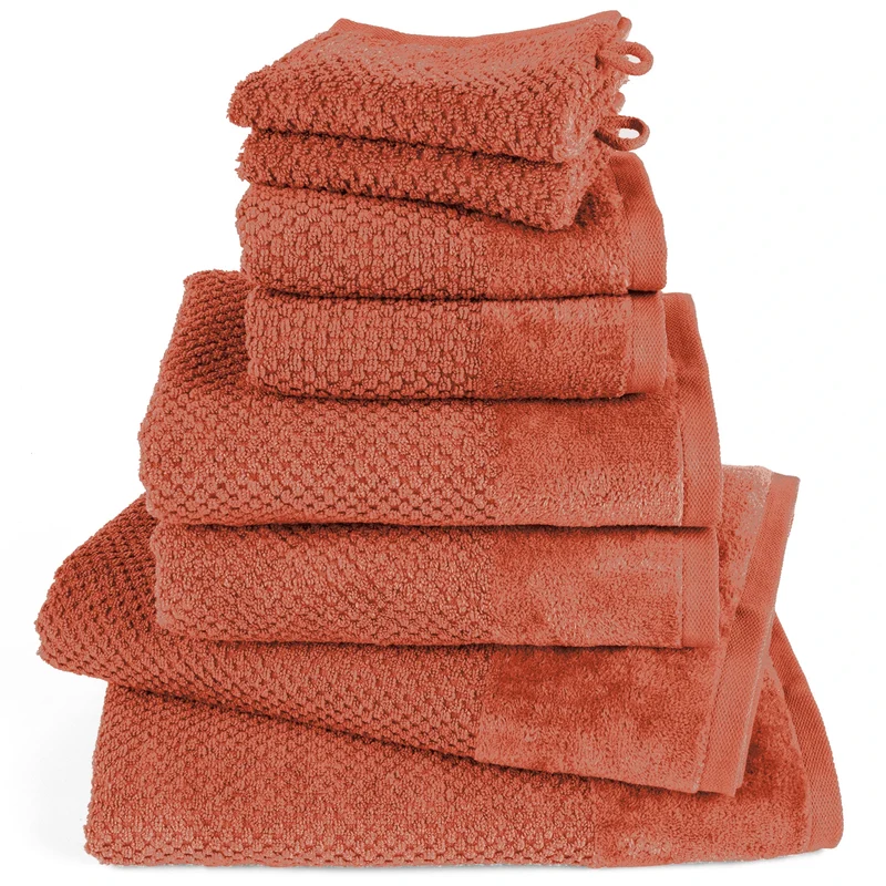 Handtuch Set Popcorn - Orange - 2x16x21 + 2x30x50 + 2x50x100 + 2x70x140 cm