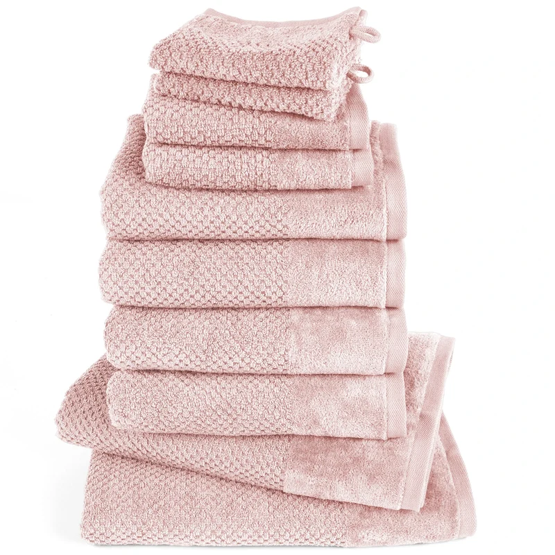 Handtuch Set Popcorn - Rosa - 2x16x21 + 2x30x50 + 4x50x100 + 2x70x140 cm