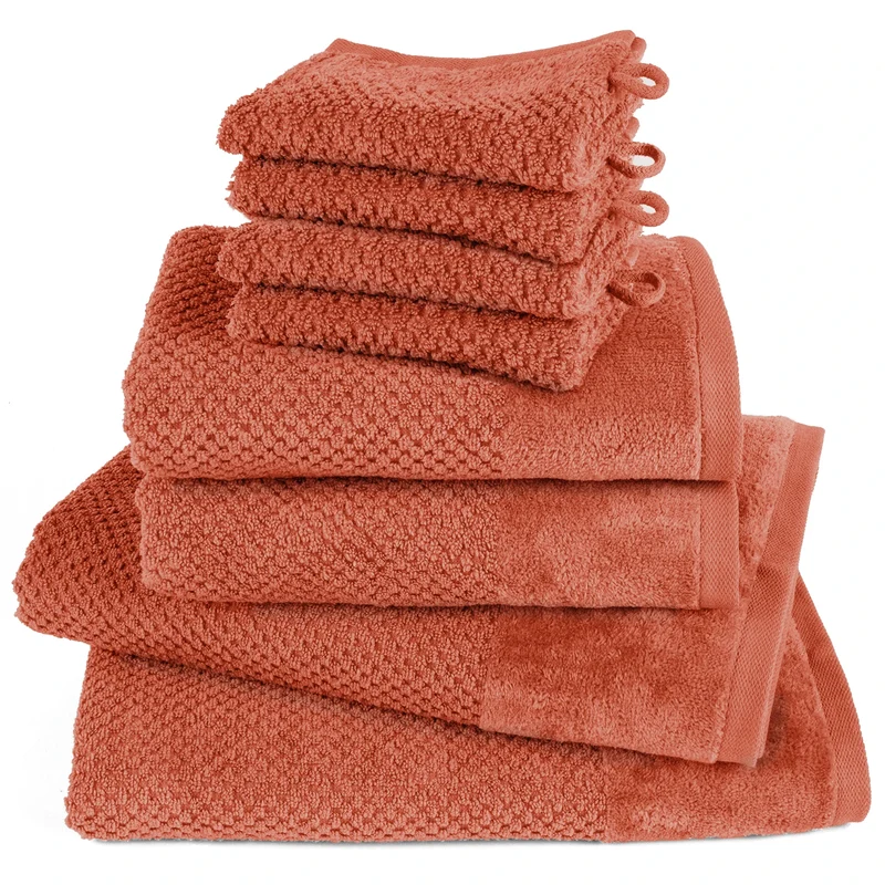 Handtuch Set Popcorn - Orange - 4x16x21 + 2x50x100 + 2x70x140 cm