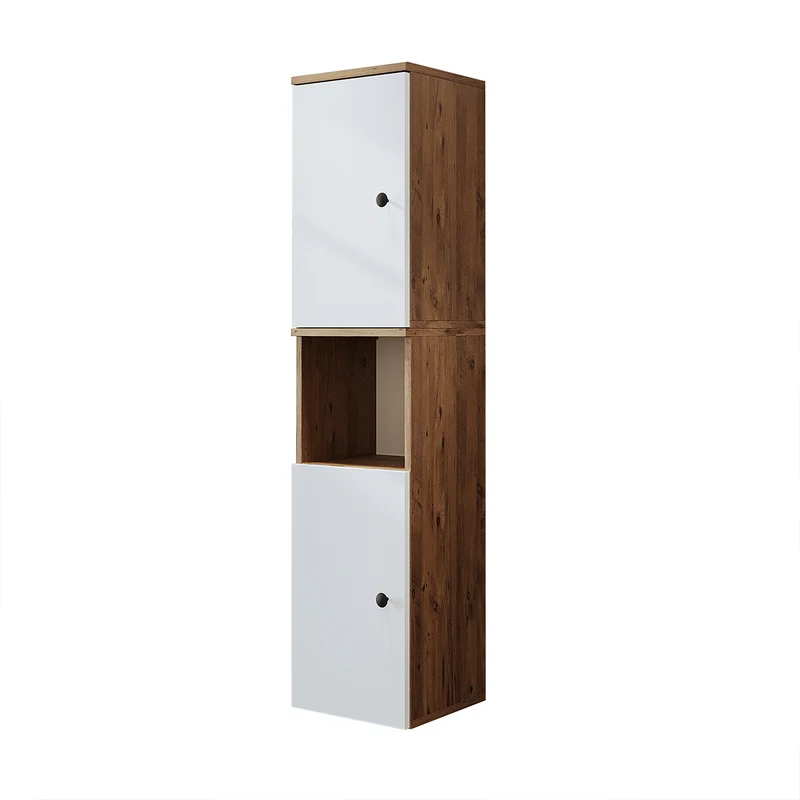Roomart 4-teiliges Badmöbel-Set LOTUS, 65 cm, mit rundem Aufsatzbecken und Hochschrank, in 3 Farben