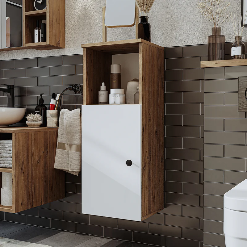 Roomart Badmöbel Set LOTUS 95 cm – 4-teiliges Badezimmermöbel mit Keramik-Waschbecken, Spiegelschrank & Hochschrank – Modernes Design