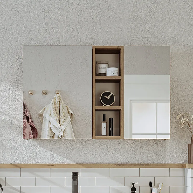 Roomart Badmöbel Set LOTUS 95 cm – 4-teiliges Badezimmermöbel mit Keramik-Waschbecken, Spiegelschrank & Hochschrank – Modernes Design