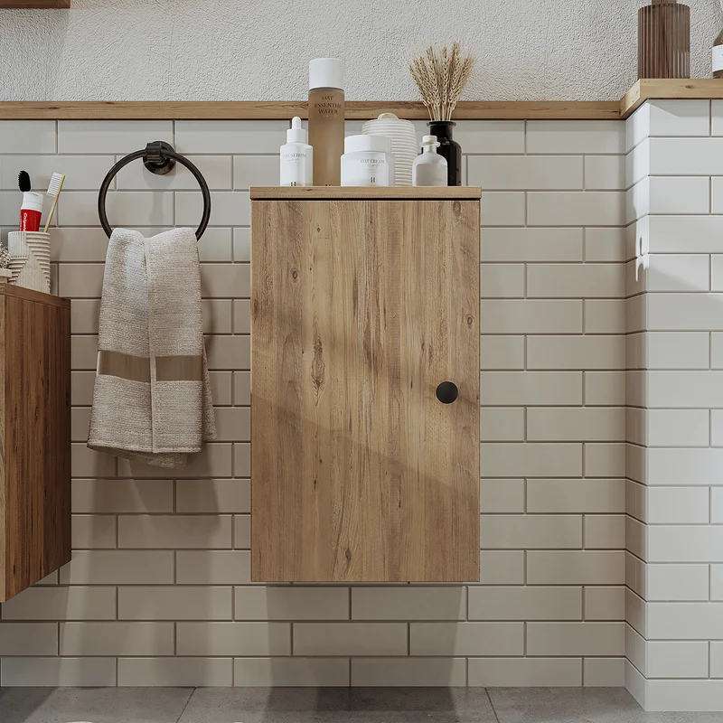 Roomart Badmöbel Set LOTUS 95 cm – 4-teiliges Badezimmermöbel mit Keramik-Waschbecken, Spiegelschrank & Hochschrank – Modernes Design