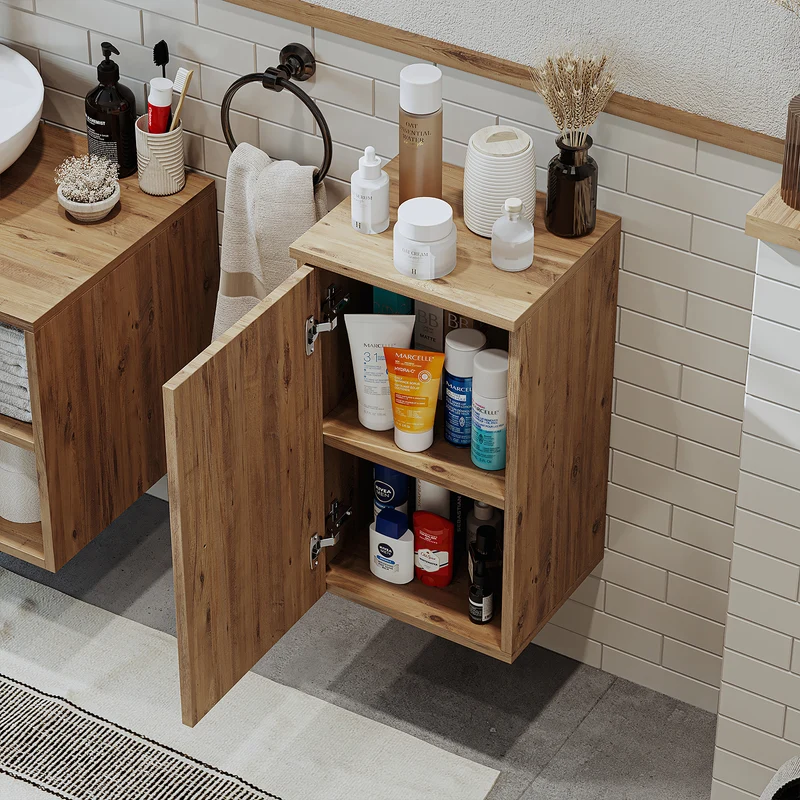 Roomart Badmöbel Set LOTUS 95 cm – 4-teiliges Badezimmermöbel mit Keramik-Waschbecken, Spiegelschrank & Hochschrank – Modernes Design