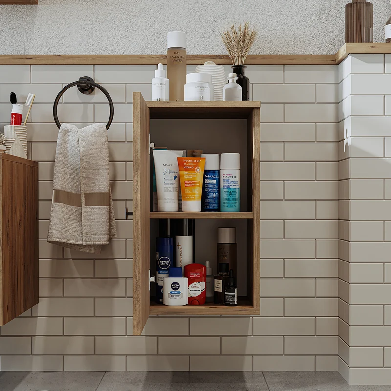 Roomart Badmöbel Set LOTUS 95 cm – 4-teiliges Badezimmermöbel mit Keramik-Waschbecken, Spiegelschrank & Hochschrank – Modernes Design