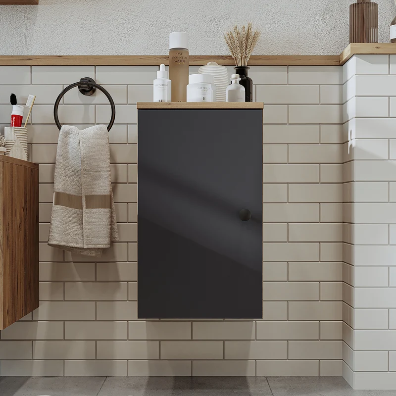 Roomart Badmöbel Set LOTUS 95 cm – 4-teiliges Badezimmermöbel mit Keramik-Waschbecken, Spiegelschrank & Hochschrank – Modernes Design