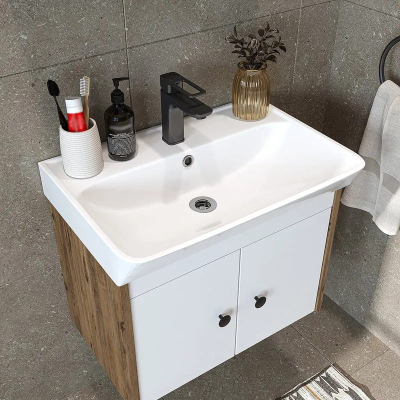 Roomart 4-teiliges Badmöbel-Set ADA, 60 cm, mit Waschbecken und Hochschrank, in 5 Farben