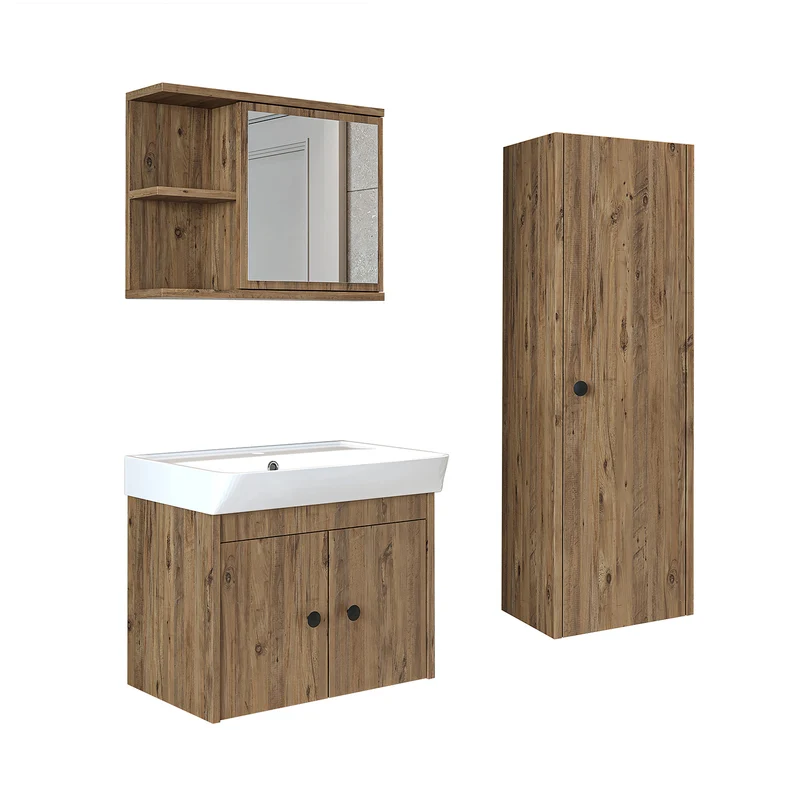 Roomart 4-teiliges Badmöbel-Set ADA, 60 cm, mit Waschbecken und Hochschrank, in 5 Farben