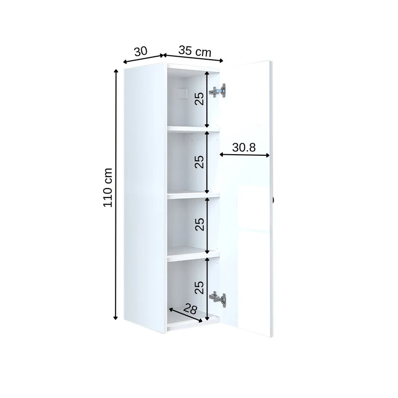 Roomart 4-teiliges Badmöbel-Set ADA, 60 cm, mit Waschbecken und Hochschrank, in 5 Farben