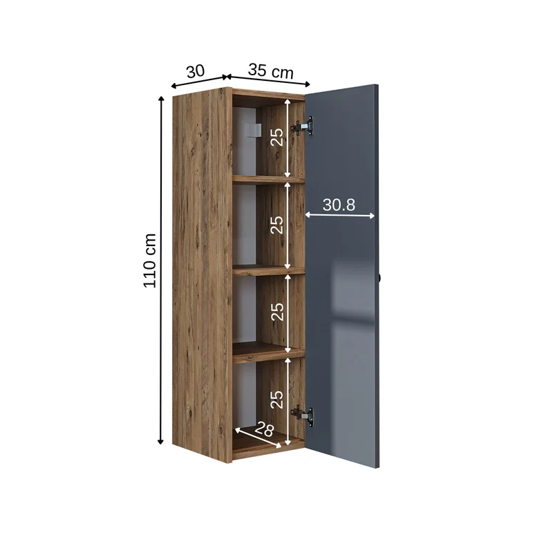 Roomart 4-teiliges Badmöbel-Set ADA, 60 cm, mit Waschbecken und Hochschrank, in 5 Farben