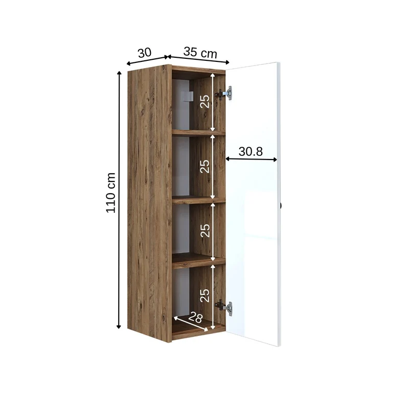 Roomart 4-teiliges Badmöbel-Set ADA, 60 cm, mit Waschbecken und Hochschrank, in 5 Farben