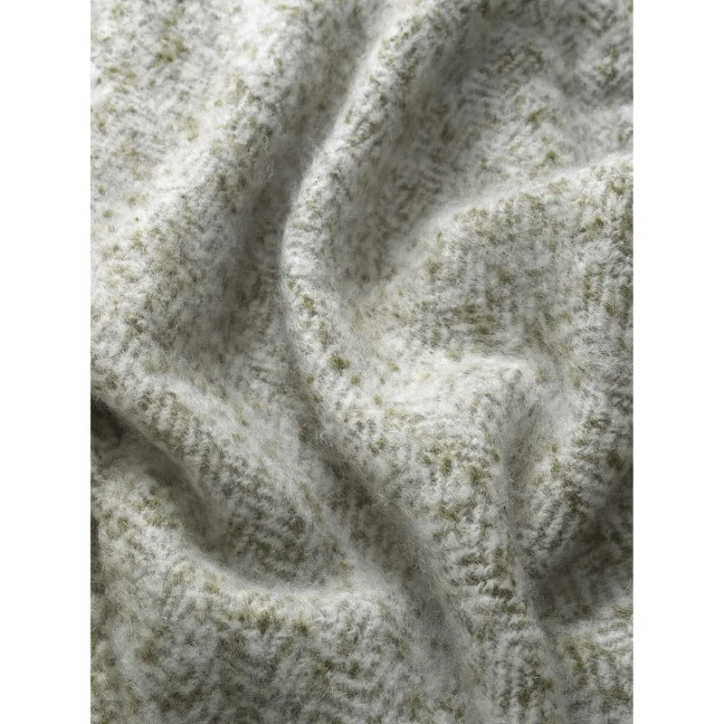 TOM TAILOR Kuscheldecke - Fischgrätenmuster mit Fransen 130x170cm