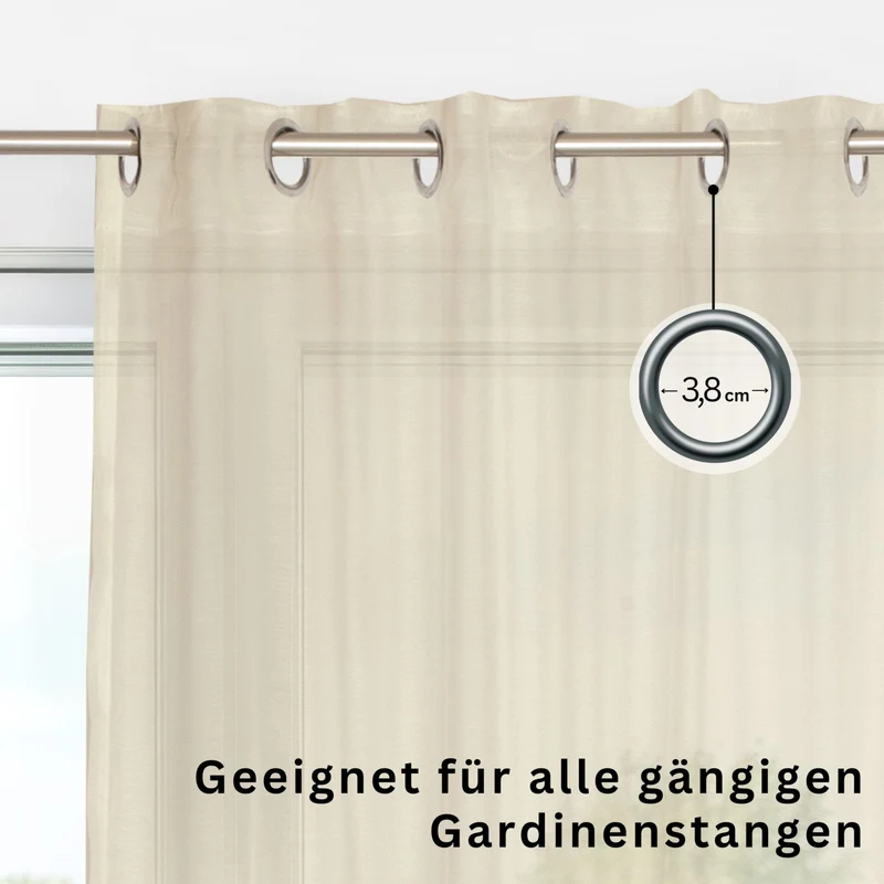 SCHÖNER WOHNEN Ösenvorhang - lichtdurchlässig halbtransparent - 140x250cm