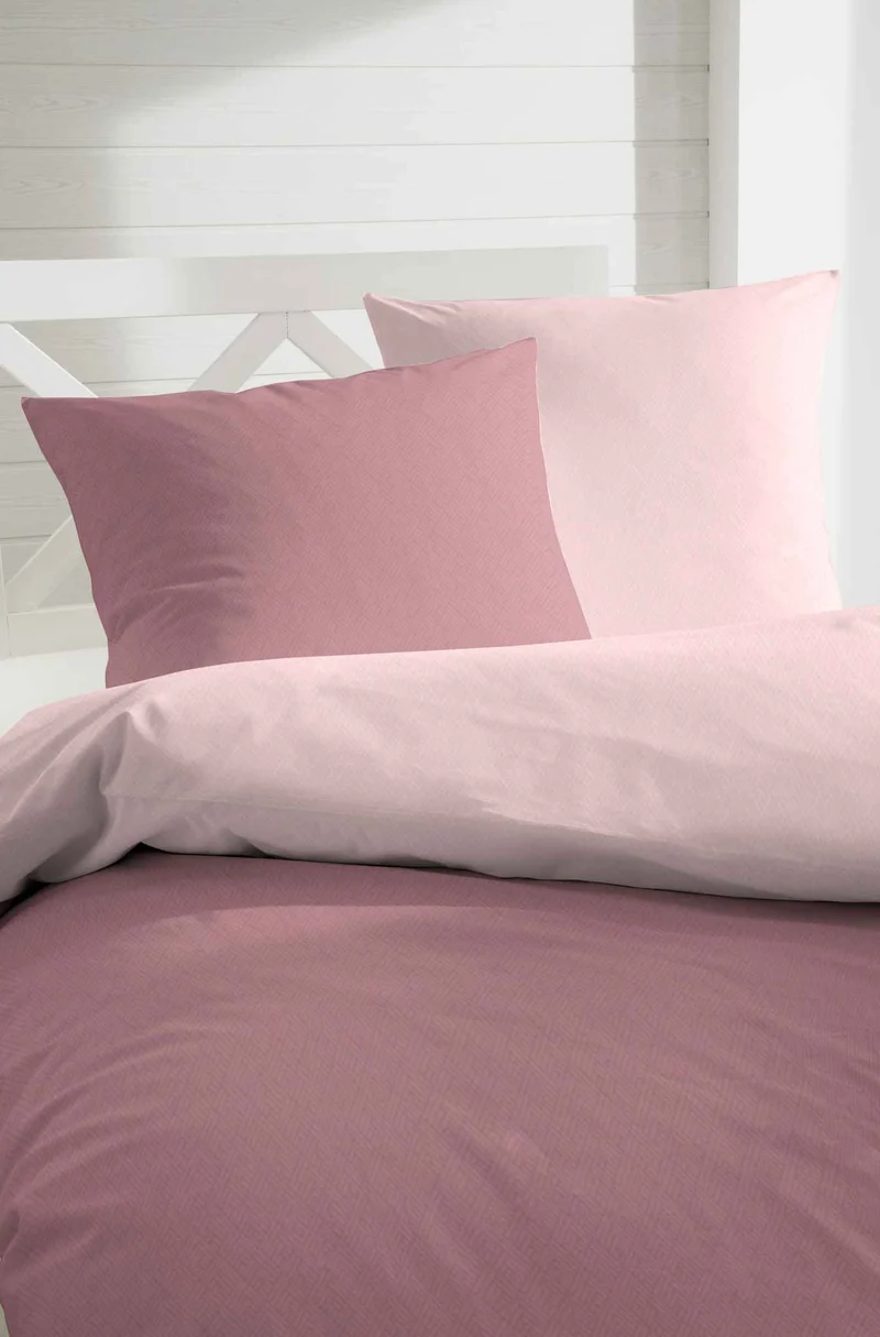 Hahn Edelflanell Wendebettwäsche Uni Rosa