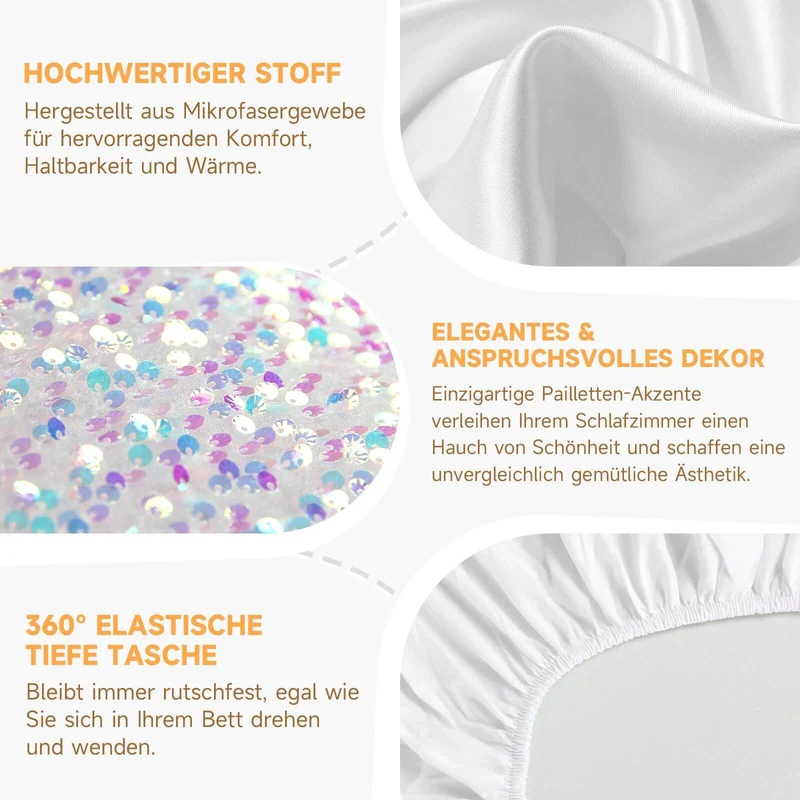 Bettwäsche Set 180x200 cm, 4-teilig, inklusive Steppdecke 240x260 cm und 2 Kissenbezügen 50x70 cm