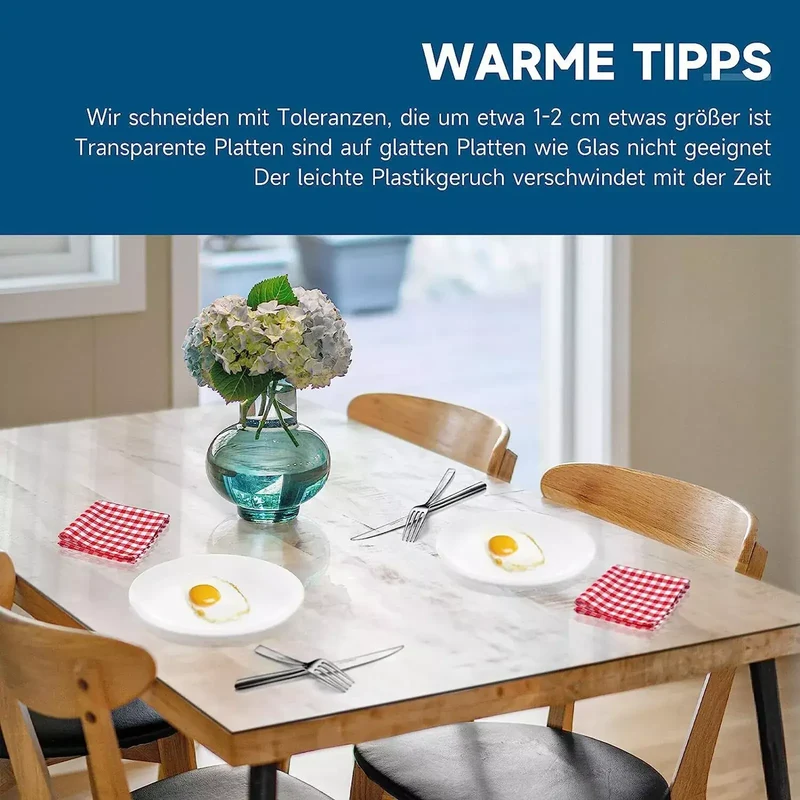 2mm durchsichtige Tischschutzfolie aus PVC - Schutzdecke für Tisch