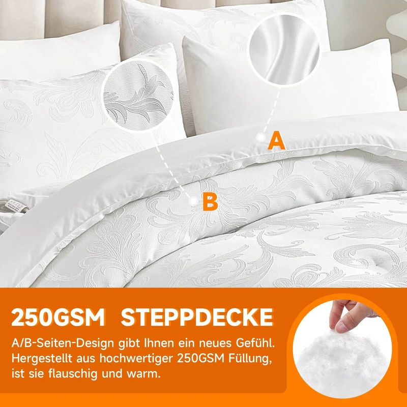 HOMELUX Bettwäsche Set 180x200, 6-teilig mit Steppdecke 220x240, 4 Kissenbezüge 50x70, Mikrofaser, bügelfrei
