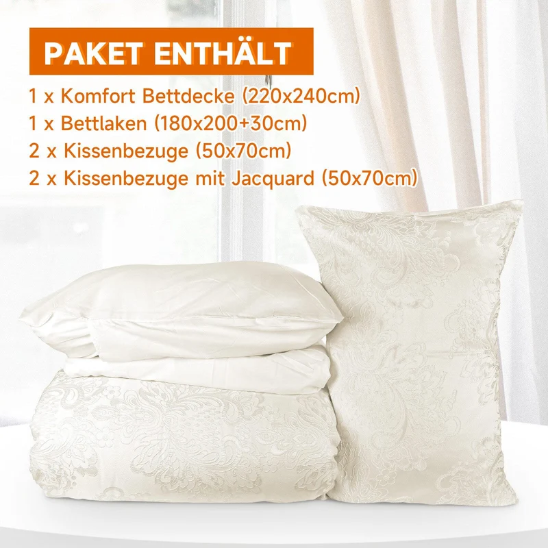 HOMELUX Bettwäsche Set 180x200, 6-teilig mit Steppdecke 220x240, 4 Kissenbezüge 50x70, Mikrofaser, bügelfrei