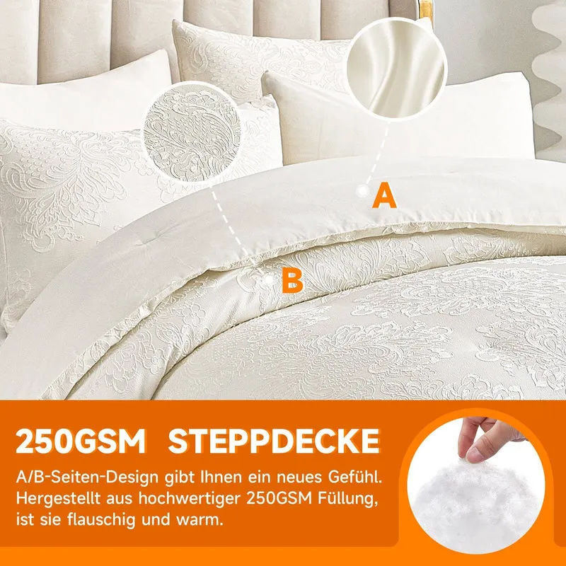 HOMELUX Bettwäsche Set 180x200, 6-teilig mit Steppdecke 220x240, 4 Kissenbezüge 50x70, Mikrofaser, bügelfrei