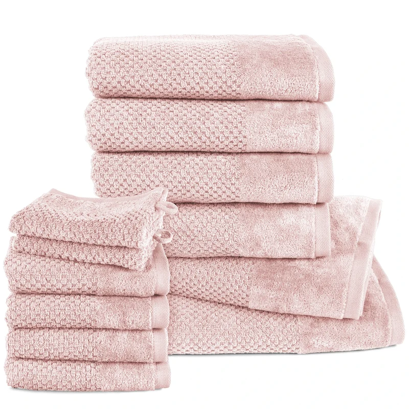 Handtuch Set Popcorn - Rosa - 2x16x21 + 4x30x50 + 4x50x100 + 2x70x140 cm
