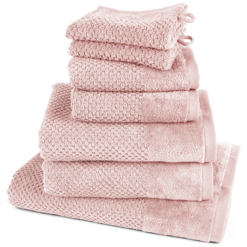 Handtuch Set Popcorn - Rosa - 2x16x21 + 2x30x50 + 2x50x100 + 70x140 cm