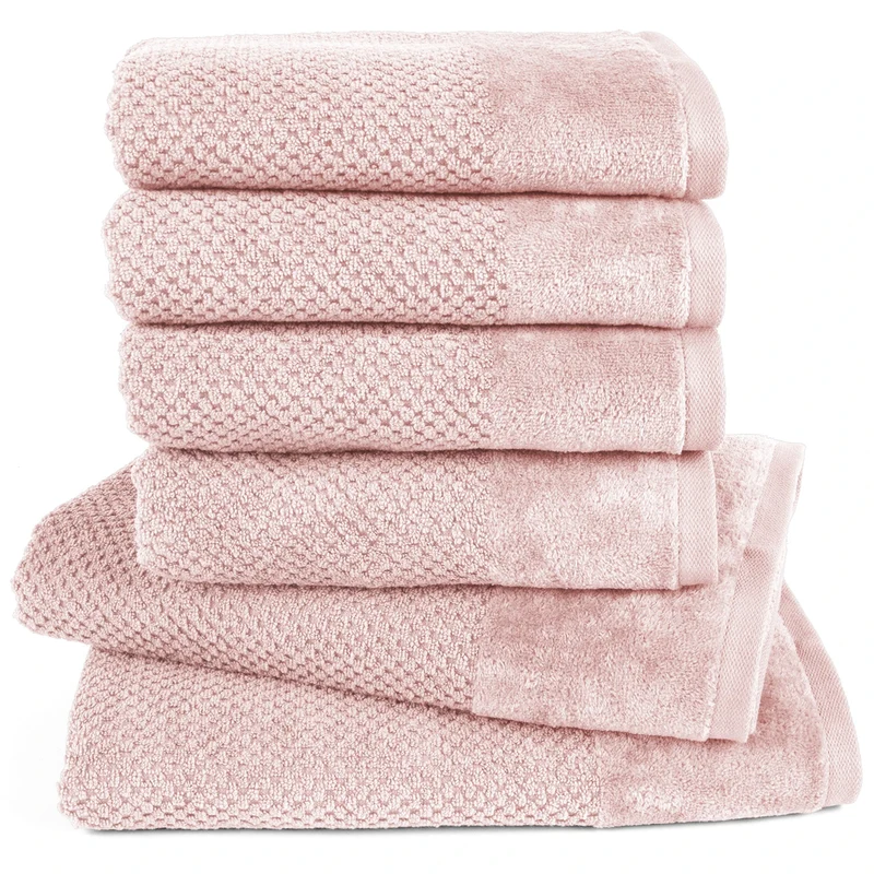 Handtuch Set Popcorn - Rosa - 4x50x100 + 2x70x140 cm