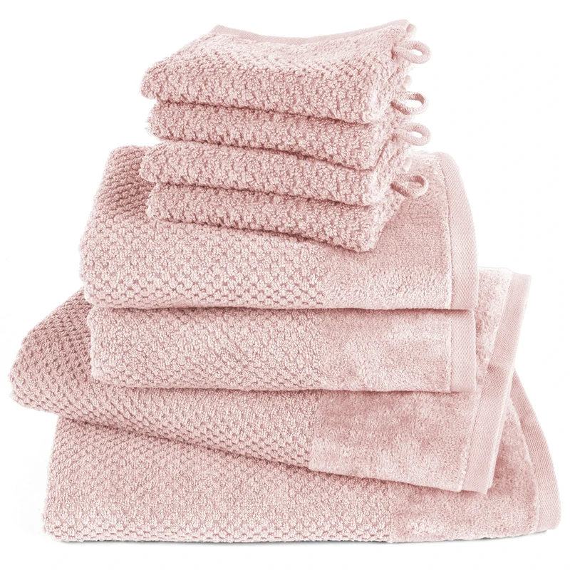 Handtuch Set Popcorn - Rosa - 4x16x21 + 2x50x100 + 2x70x140 cm