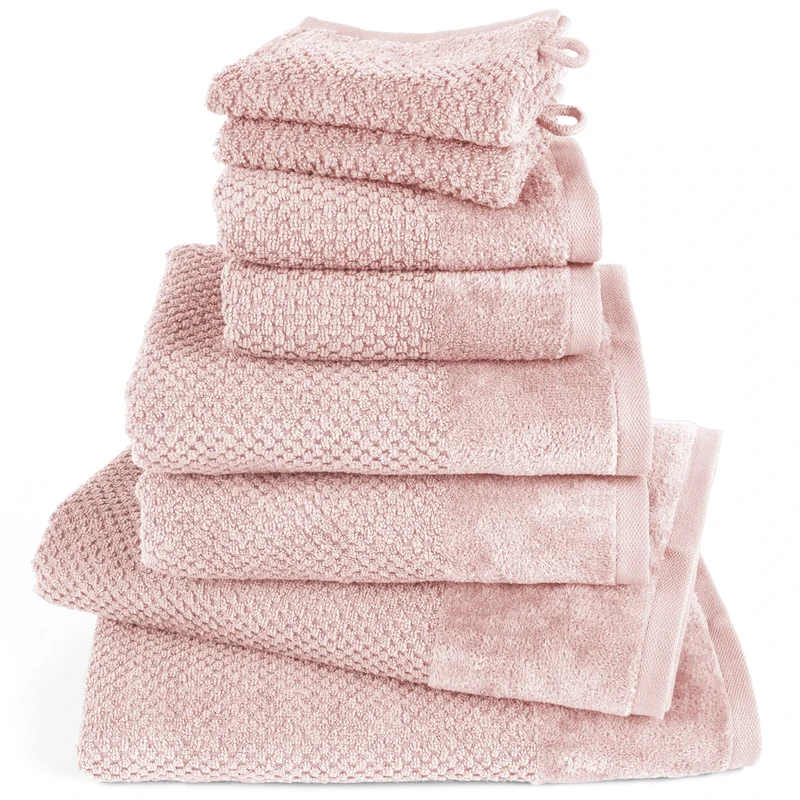 Handtuch Set Popcorn - Rosa - 2x16x21 + 2x30x50 + 2x50x100 + 2x70x140 cm