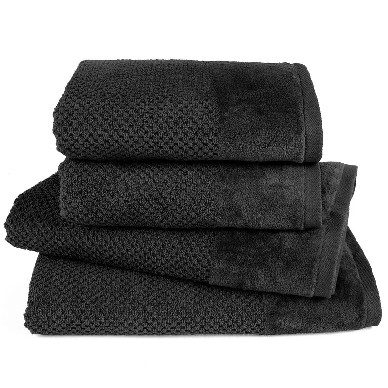 Handtuch Set Popcorn - Schwarz - 2x50x100 + 2x70x140 cm