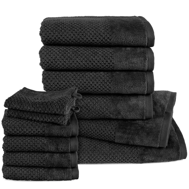 Handtuch Set Popcorn - Schwarz - 2x16x21 + 4x30x50 + 4x50x100 + 2x70x140 cm