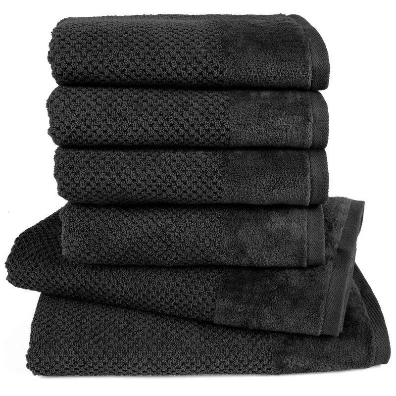 Handtuch Set Popcorn - Schwarz - 4x50x100 + 2x70x140 cm