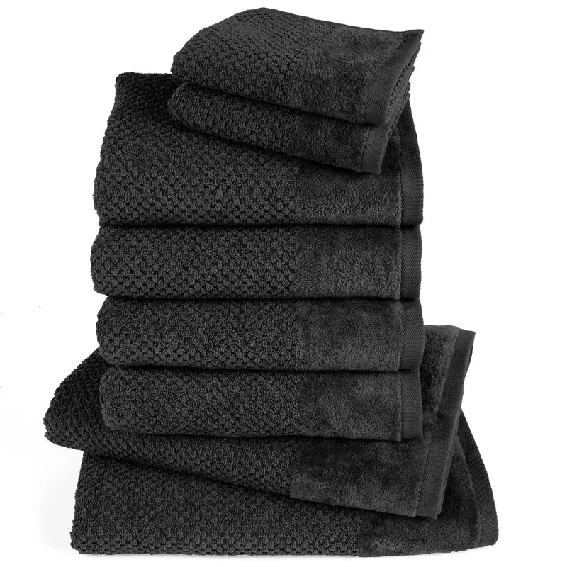 Handtuch Set Popcorn - Schwarz - 2x30x50 + 4x50x100 + 2x70x140 cm