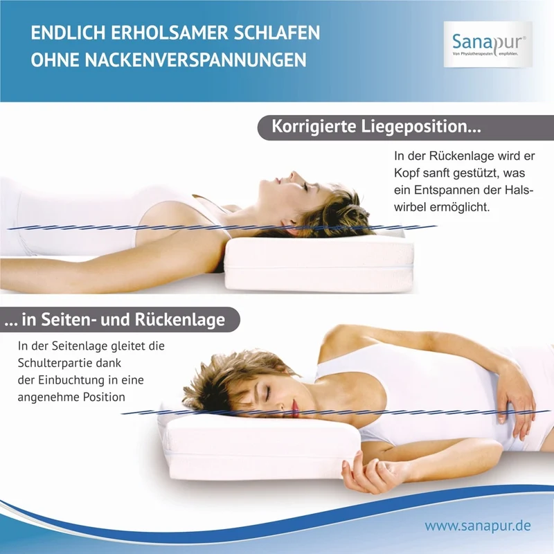 Sanapur Original Kissen 4.0 - Ergonomisches Nackenstützkissen für Seiten- & Rückenschläfer