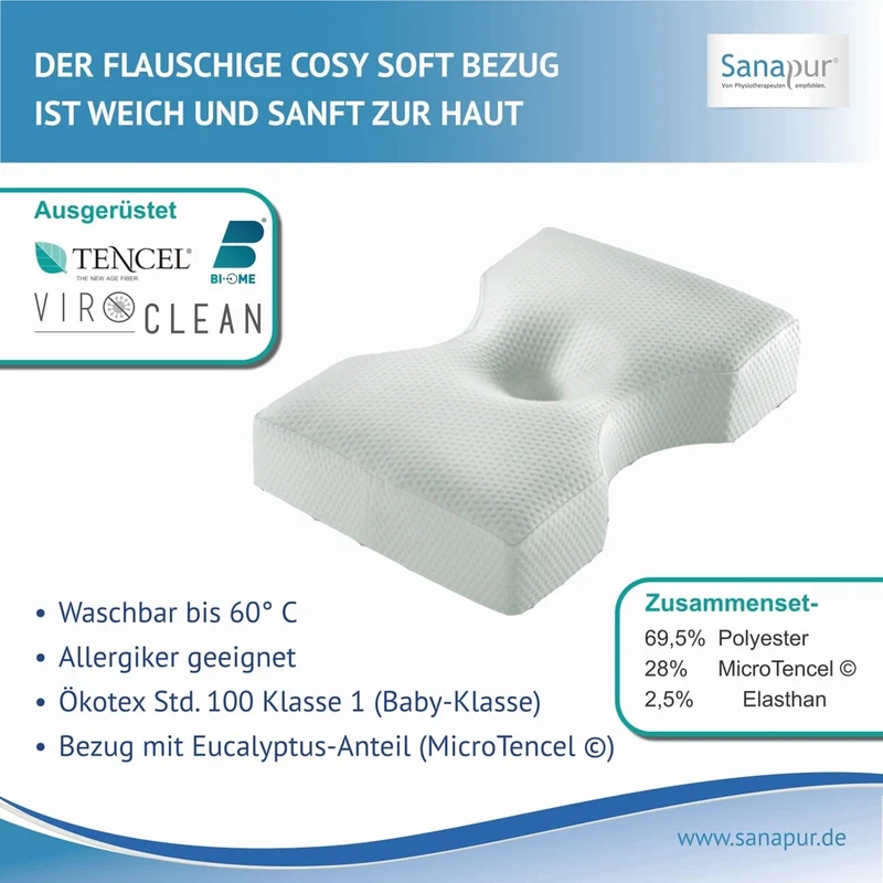 Sanapur Original Kissen 4.0 - Ergonomisches Nackenstützkissen für Seiten- & Rückenschläfer