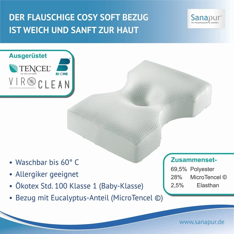 Sanapur Original Kissen 4.0 - Ergonomisches Nackenstützkissen für Seiten- & Rückenschläfer