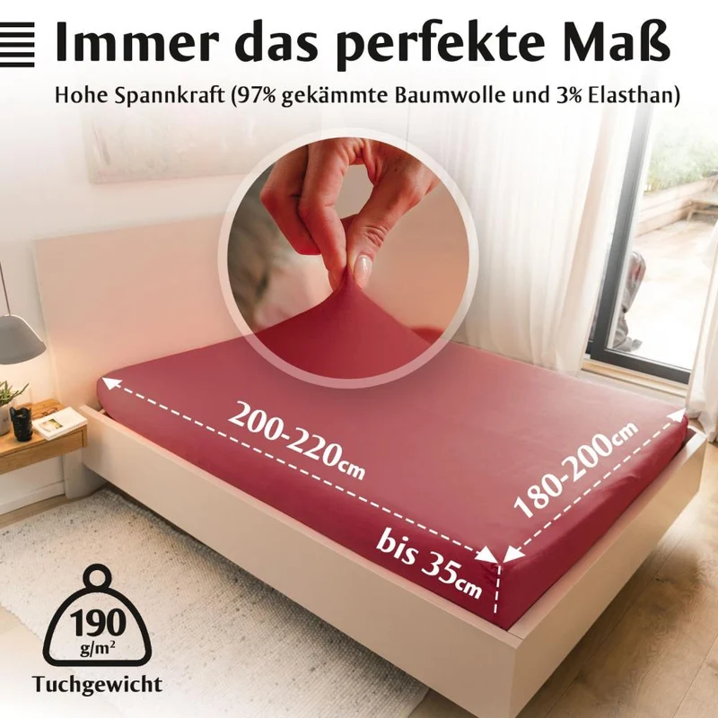 Luxus Spannbettlaken 180x200 - 200x220