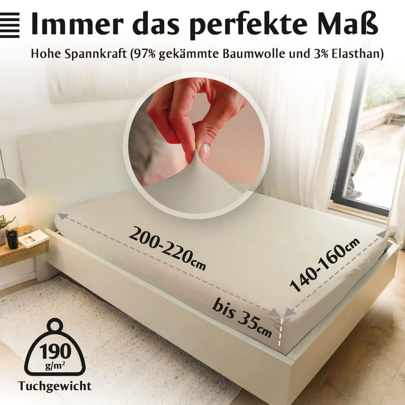 Luxus-Spannbettlaken 140-160 x 200-220 cm