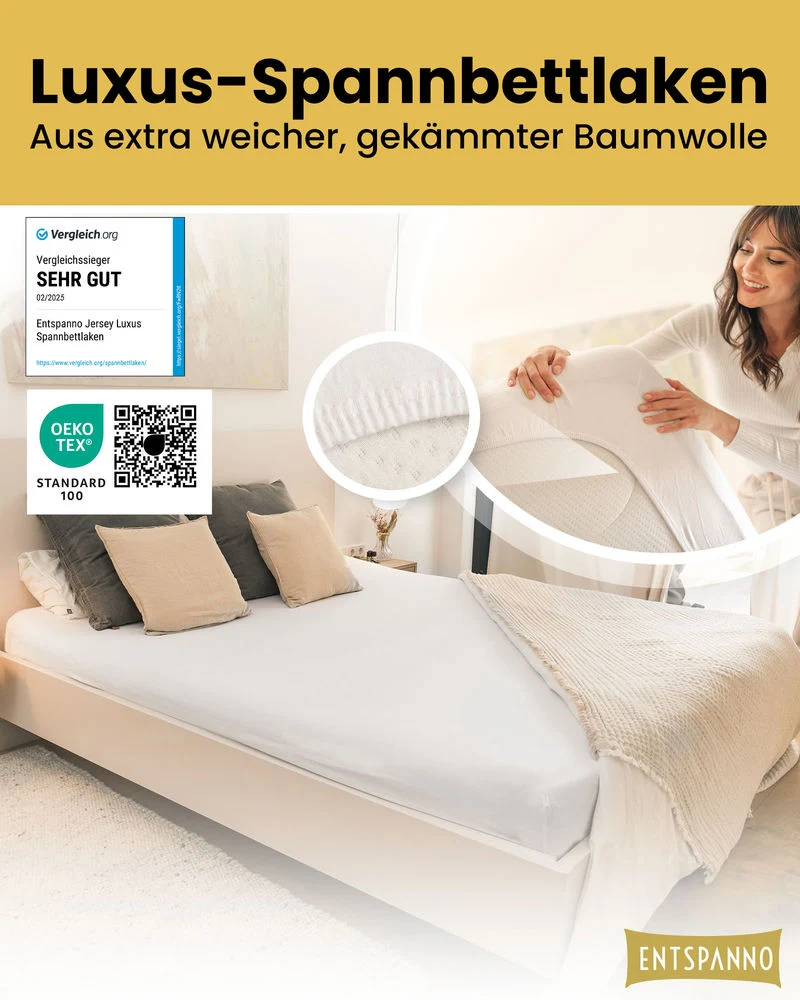 Luxus Spannbettlaken 120x200 - 130x220 cm