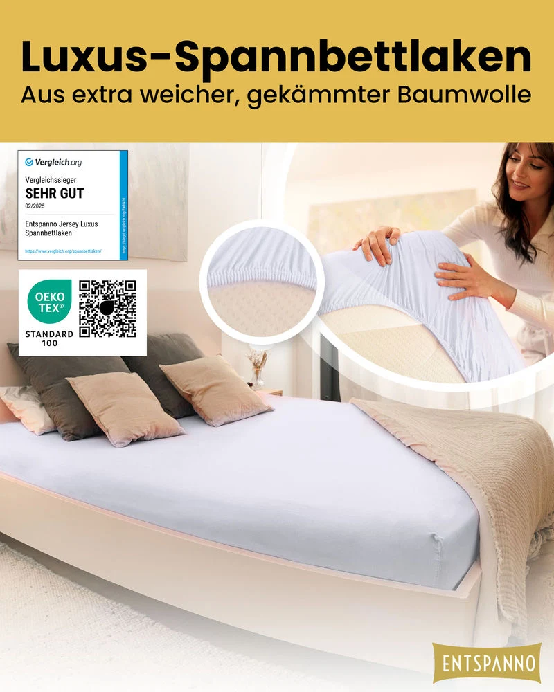Luxus Spannbettlaken 120x200 - 130x220 cm