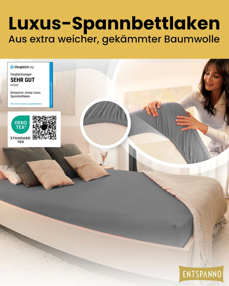 Luxus Spannbettlaken 120x200 - 130x220 cm