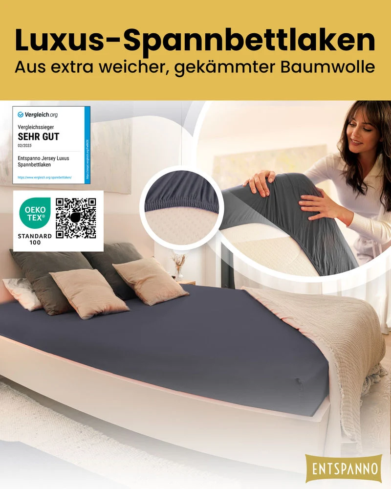 Luxus Spannbettlaken 120x200 - 130x220 cm