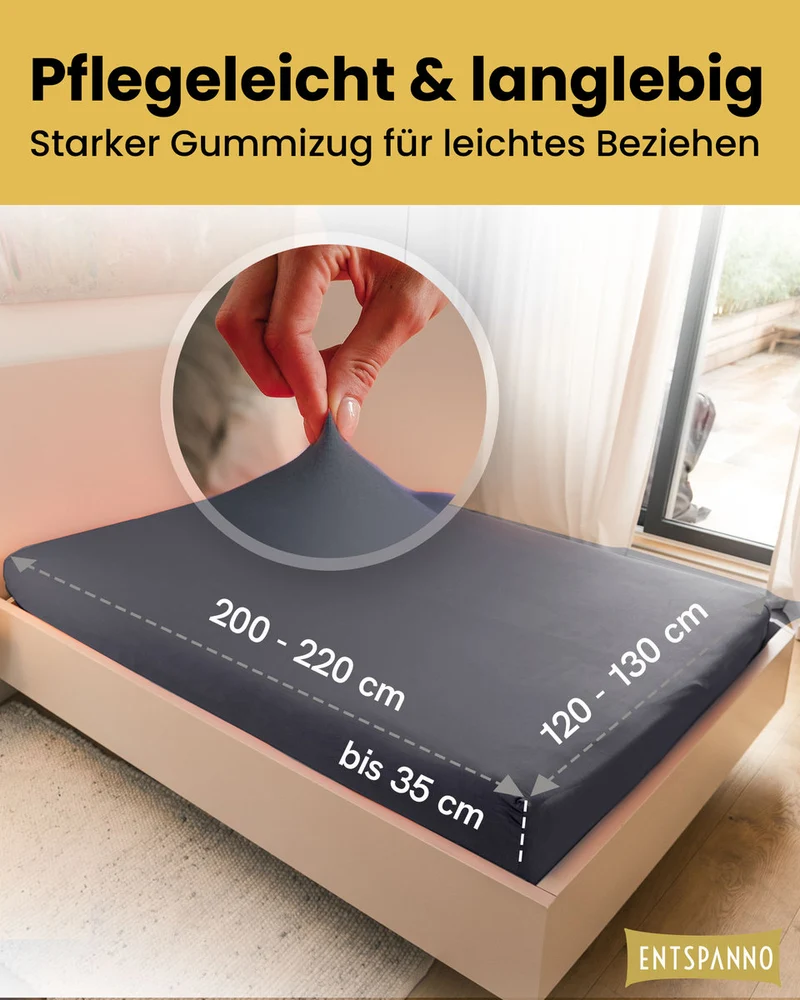 Luxus Spannbettlaken 120x200 - 130x220 cm