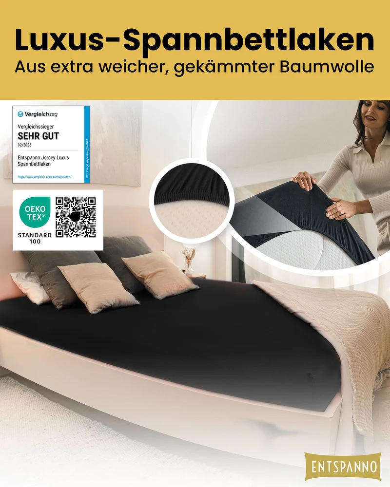 Luxus Spannbettlaken 120x200 - 130x220 cm